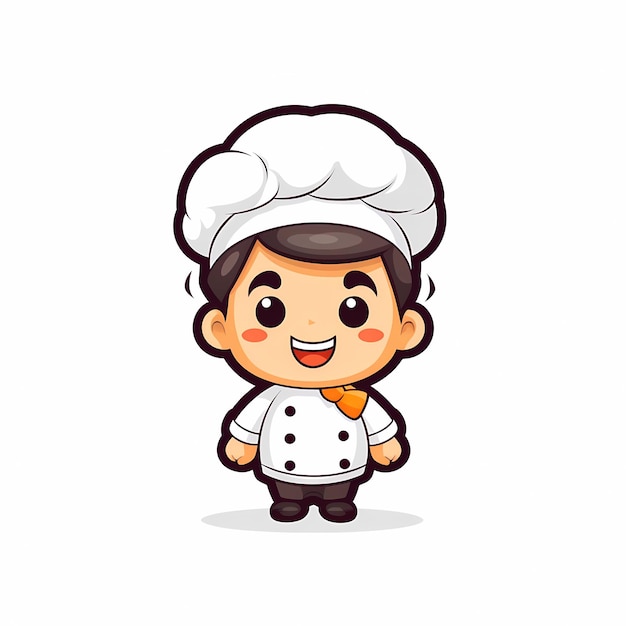 Logotipo de mascota de lindo chef fondo blanco.