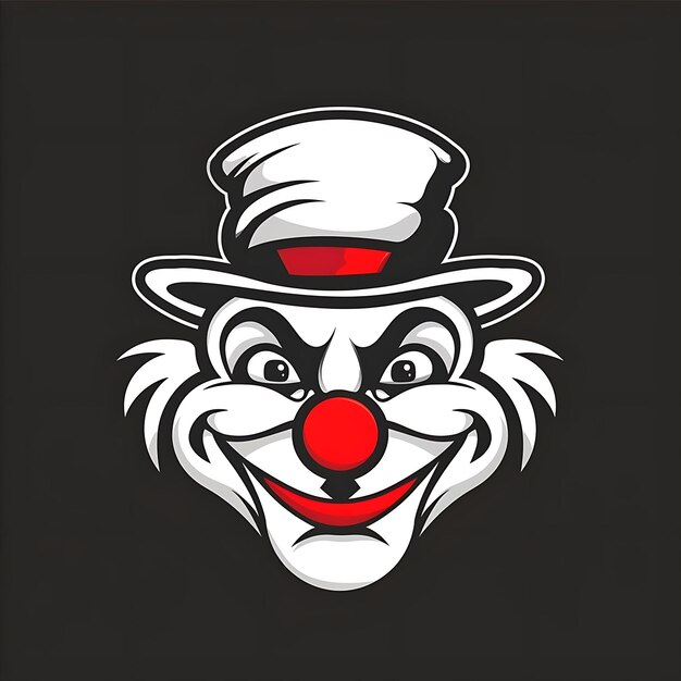 El logotipo de la mascota del payaso gracioso con una nariz roja y un sombrero diseñado por WSimple Tattoo Ink Design Outline Art