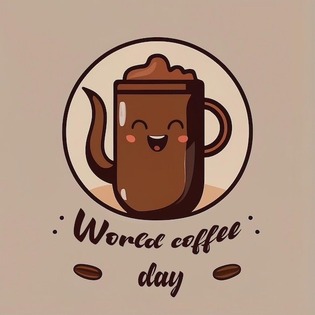 logotipo y materiales de comercialización del café sobre el día mundial del café