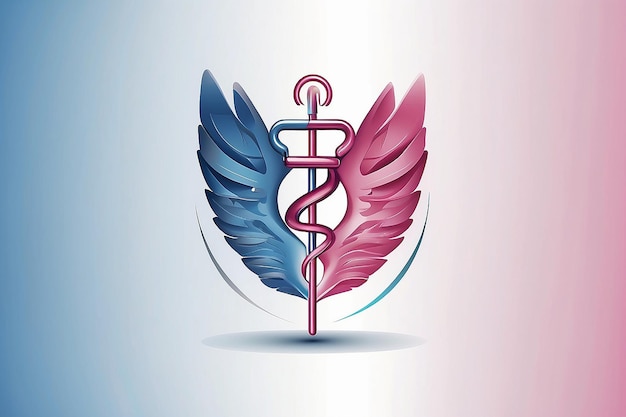 Logotipo médico azul e rosa