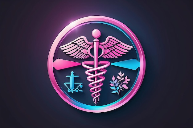 El logotipo médico azul y rosa