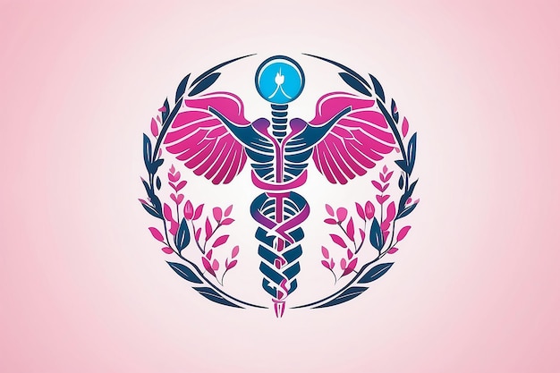 El logotipo médico azul y rosa