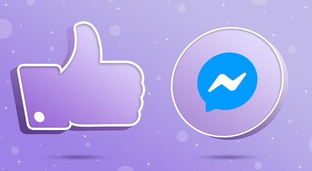 Logotipo de messenger con pulgares arriba como icono 3d