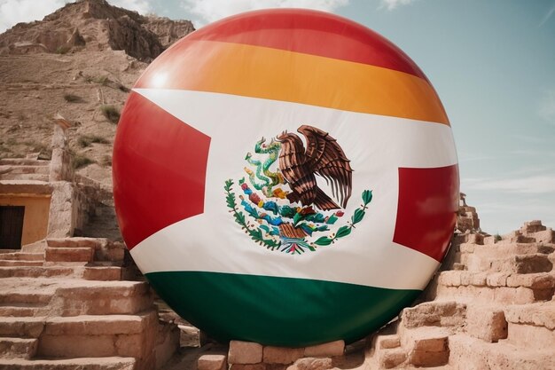 Foto el logotipo de méxico coloreando la bandera de méxico