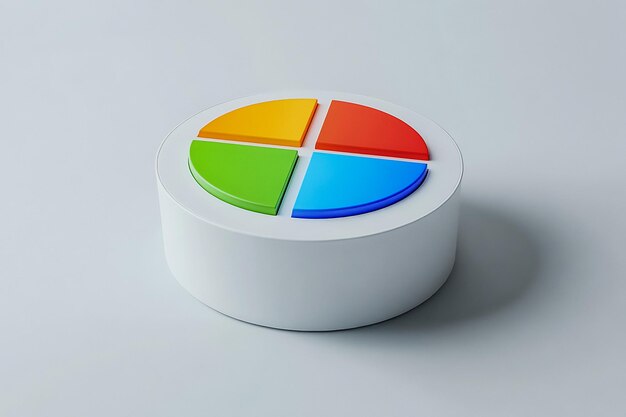 El logotipo de Microsoft en 3D aislado en un fondo blanco limpio