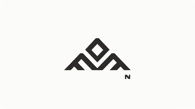 Logotipo minimalista en blanco y negro con diseño geométrico de montaña y una letra N