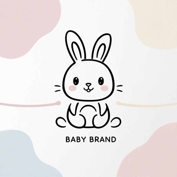 Foto logotipo minimalista bunny mascota para una marca de bebé