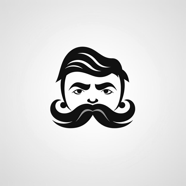 logotipo minimalista con la cabeza de la cara de un hombre con bigote en un fondo blanco Un emblema para un salón de hombres de barbería o una tienda de marca