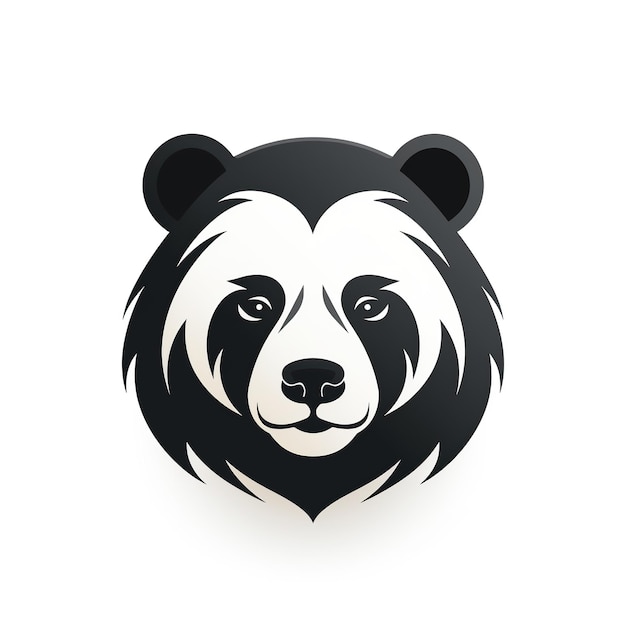 logotipo minimalista com cabeça de urso panda fofa em um fundo branco