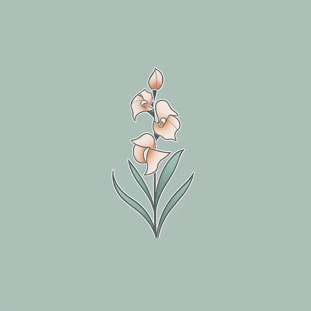 Foto logotipo minimalista da orquídea do linework com a flor da digital em cores pastel
