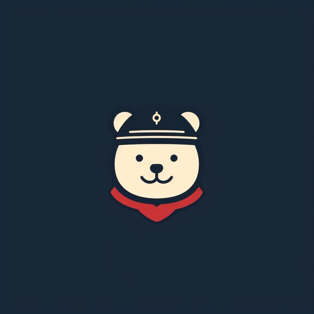 Foto logotipo minimalista de urso de pelúcia com boina simpática