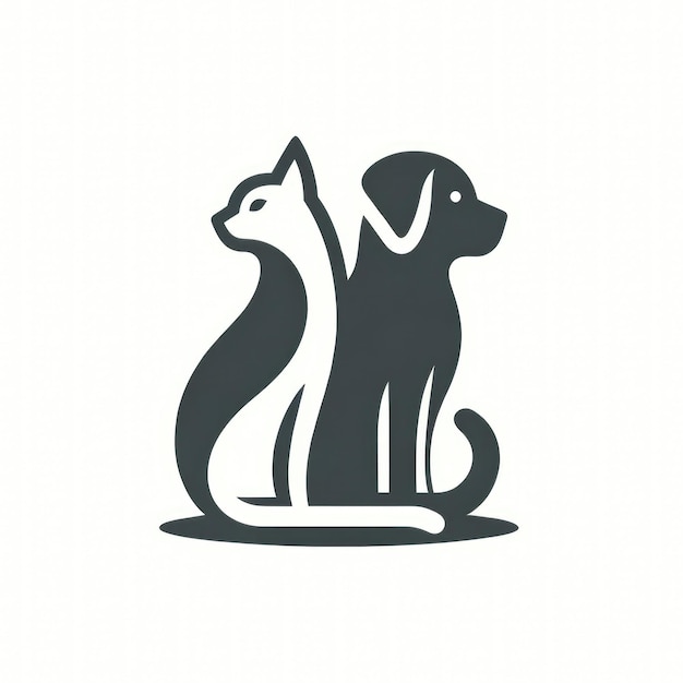 Foto logotipo minimalista de gato y perro que simboliza el compañerismo y la armonía