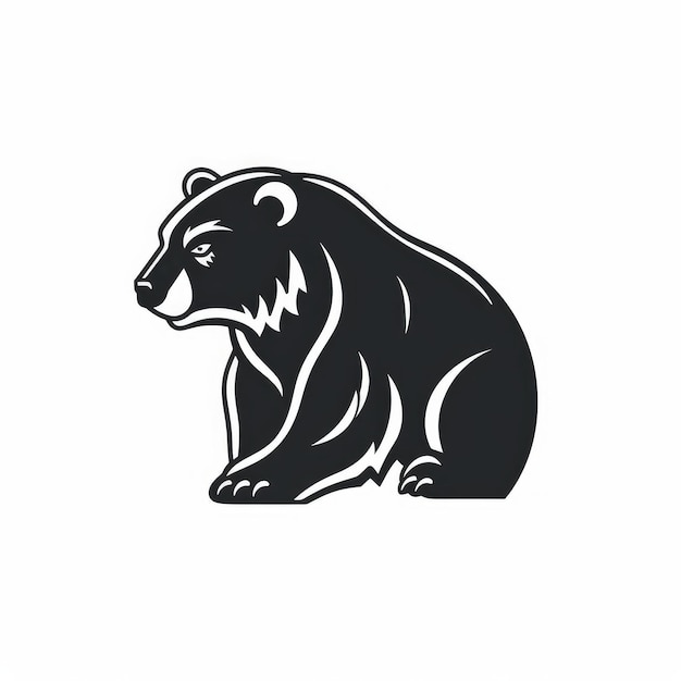 Logotipo minimalista del oso en estilo de icono vectorial 2D