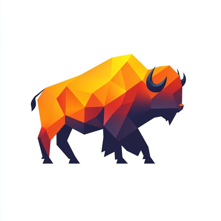 Foto logotipo minimalista para una startup tecnológica con un diseño abstracto de bisonte