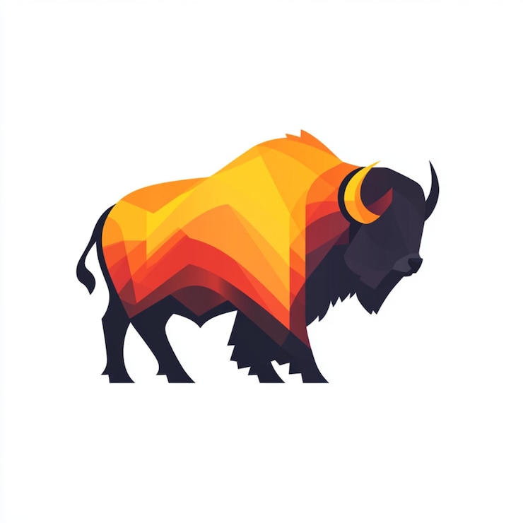 Foto logotipo minimalista para una startup tecnológica con un diseño abstracto de bisonte