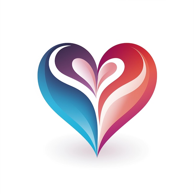 Foto logotipo mínimo de coração plano branco em fundo preto por generative ai