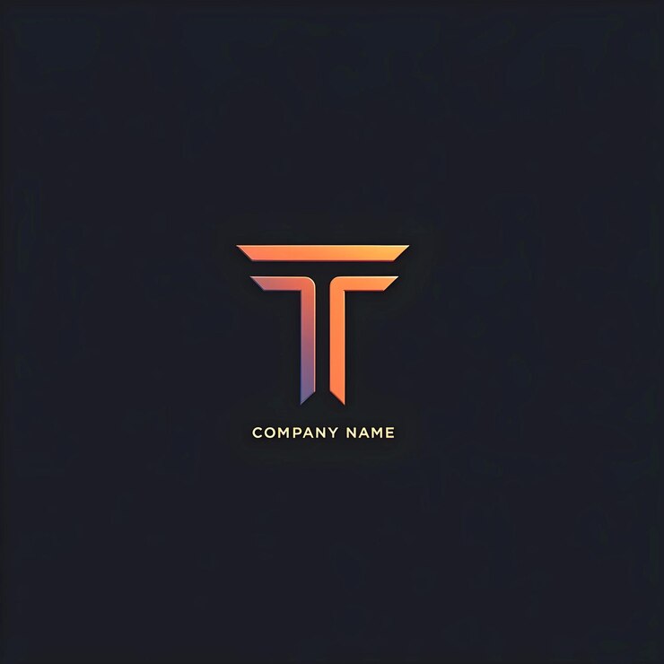 Foto logotipo moderno de letra t con diseño futurista en fondo oscuro