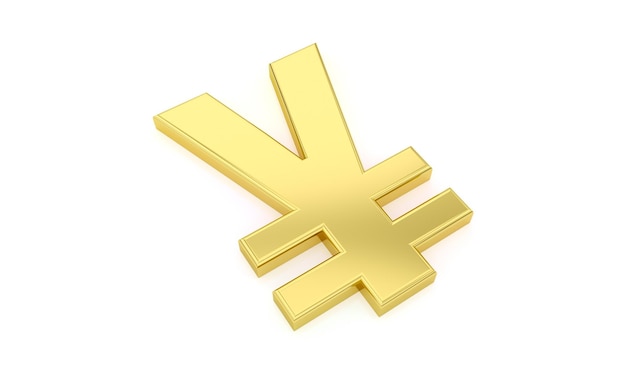Logotipo de moneda de yen dorado aislado sobre fondo blanco