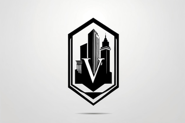 Foto logotipo de monograma inicial de vd para bienes raíces con estilo de construcción