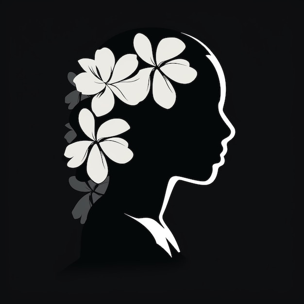 Foto logotipo de una mujer con corona de flores sobre fondo negro ia generativa
