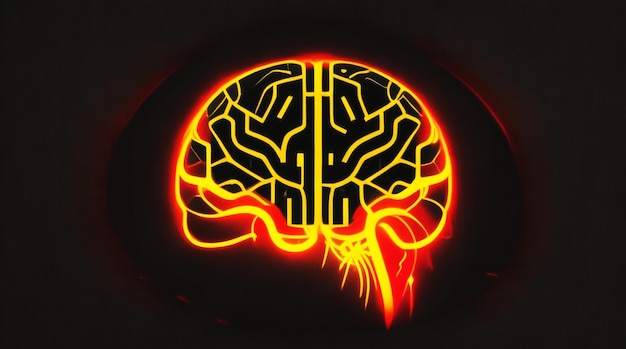Un logotipo negro moderno con la silueta de un cerebro en el centro
