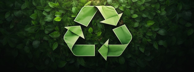 El logotipo o símbolo de reciclaje integrado en la naturaleza con hojas verdes Concepto de reciclado AIG IA generativa