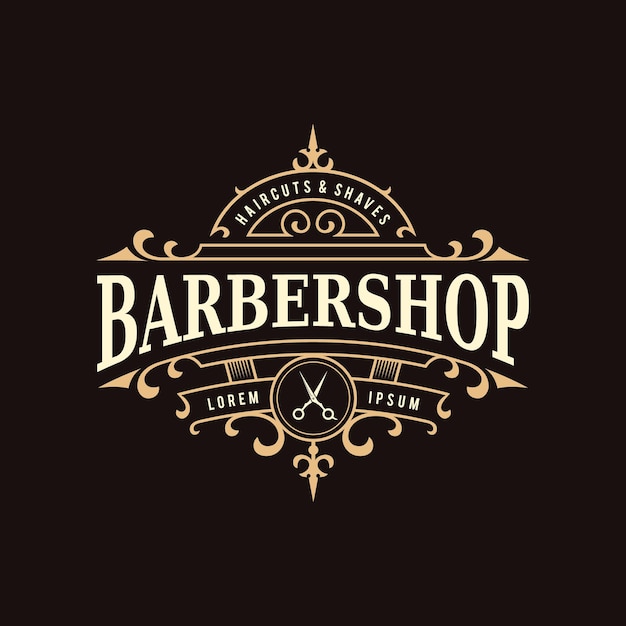 Logotipo ornamental vintage da barbearia