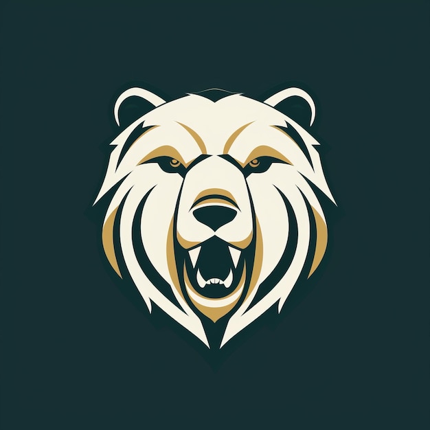 Logotipo de oso en negrita en oro y esmeralda sobre fondo negro