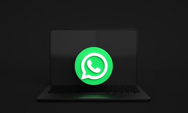 Logotipo ou ícones do Whatsapp na tela do laptop para fundo de marketing de mídia social com espaço de cópia