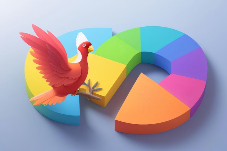 Foto logotipo de pájaro 3d isométrico en gradiente colorido