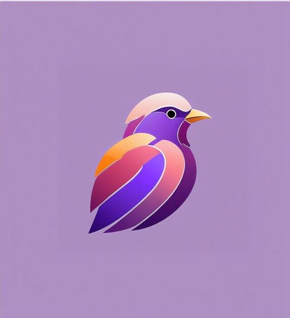 Foto el logotipo del pájaro el símbolo del pajarito un pájaro con un fondo púrpura