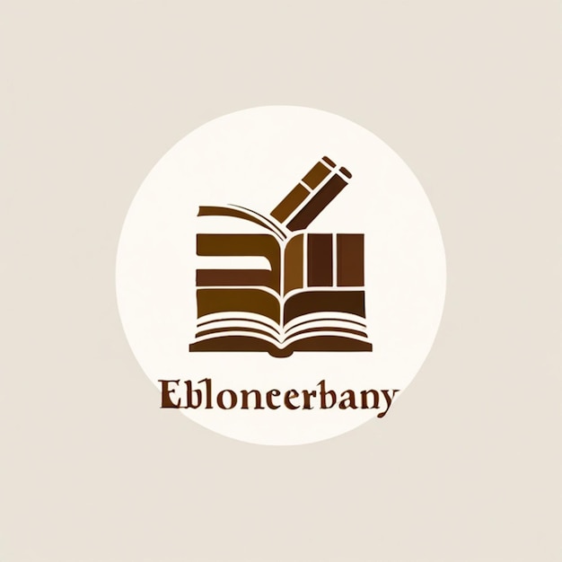 Foto logotipo para uma biblioteca contêm uma combinação de livros e global e caneta de tinta emblema de logotipo moderno