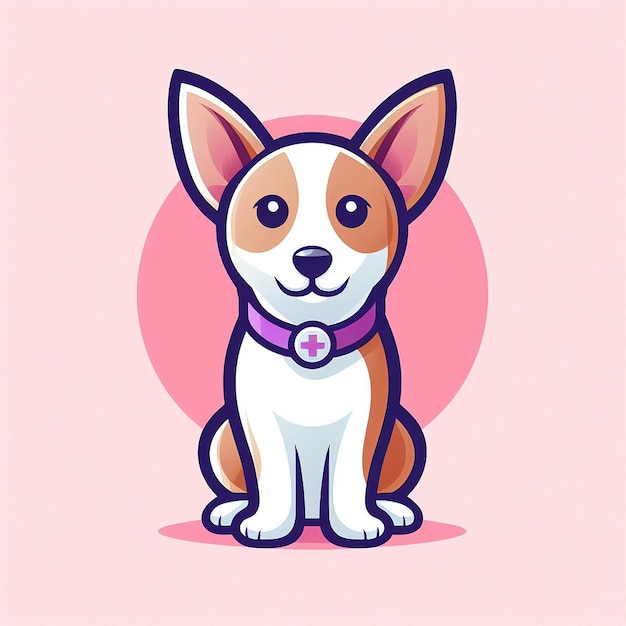 logotipo del perro un dibujo de un perro con un fondo rosa con las palabras el nombre del perro