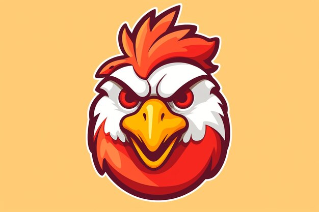 Foto logotipo del personaje de dibujos animados de pollo vectorial