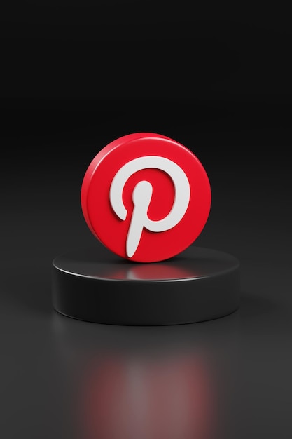 Logotipo de Pinterest en la ilustración 3d del podio negro