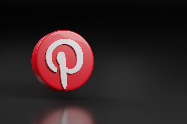 Logotipo de Pinterest sobre fondo negro con copia espacio ilustración 3d