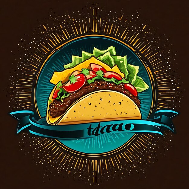 Logotipo del plato de taco Ilustración abstracta del taco para la pancarta