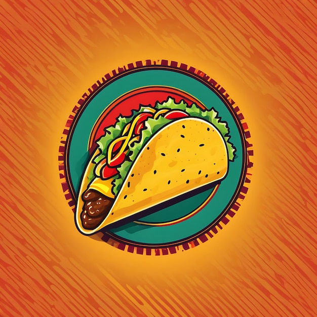 Logotipo del plato de taco Ilustración abstracta del taco para la pancarta