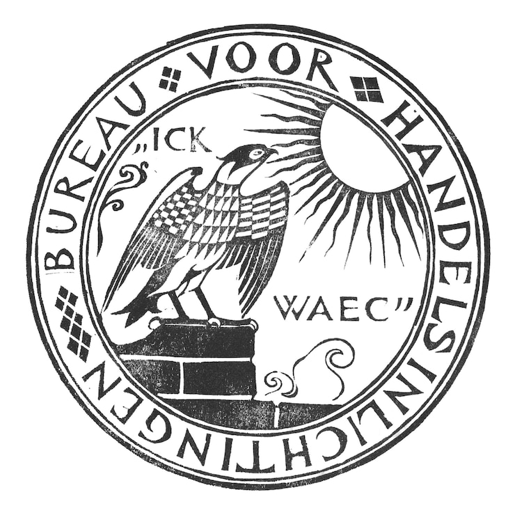 Foto logotipo png con un pájaro mirando al sol remezclado de las obras de arte de gerrit willem dijsselhof