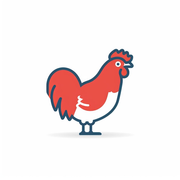 Logotipo de pollo minimalista en estilo de icono vectorial 2D