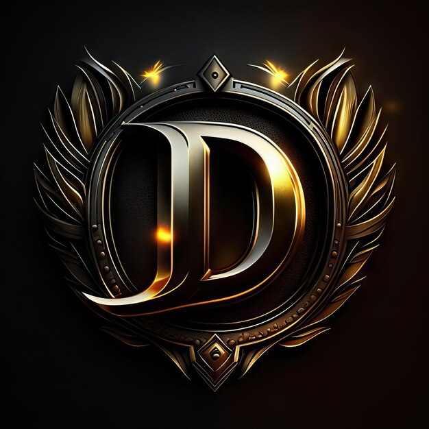 Foto logotipo premium d con acentos dorados ia generativa