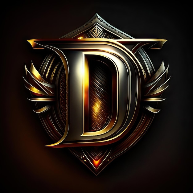 Foto logotipo premium d com detalhes dourados generative ai