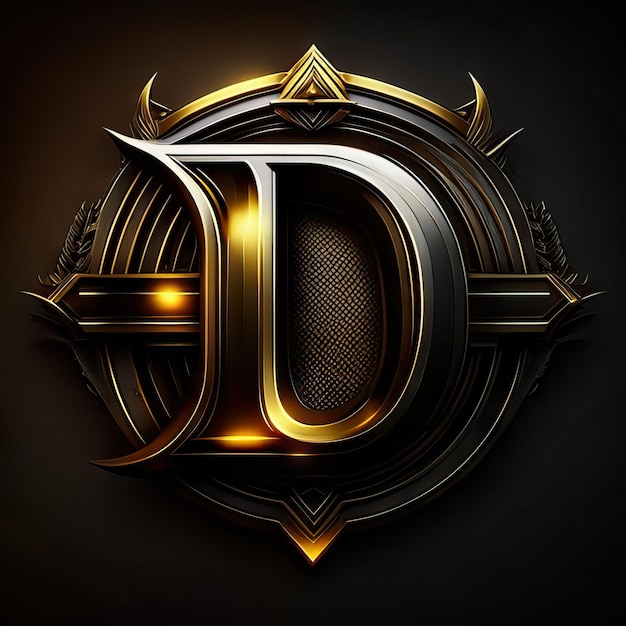 Foto logotipo premium d com detalhes dourados generative ai