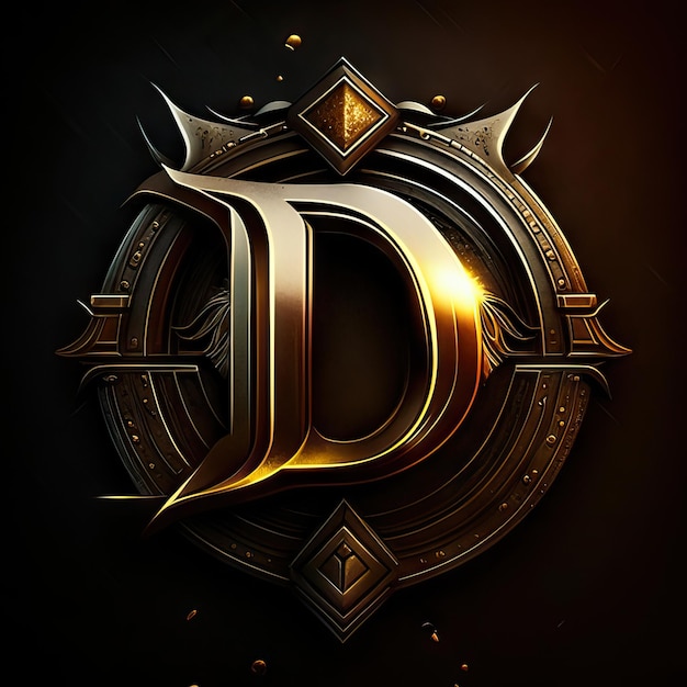 Logotipo Premium D com sotaques dourados IA gerativa