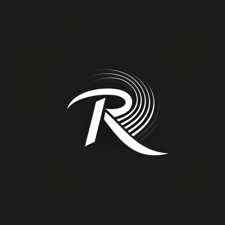 Foto logotipo r minimalista con ondas para la agencia de marketing