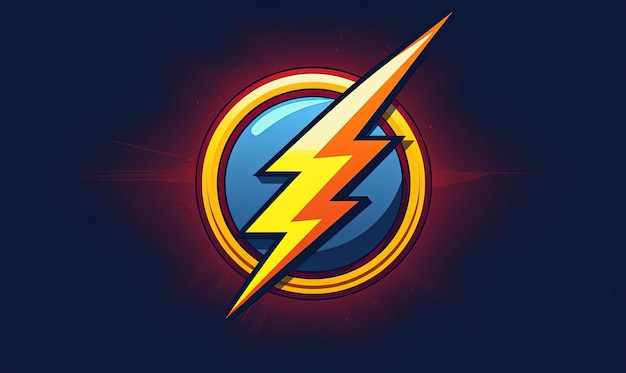 un logotipo de rayo para el diseño de cómics al estilo de rojo claro y azul oscuro