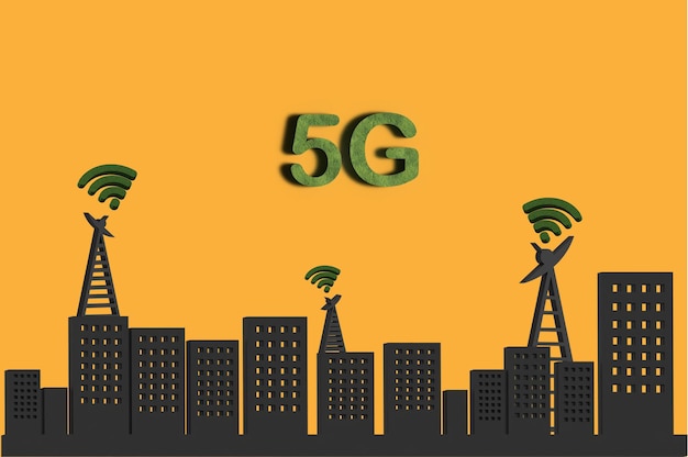 Logotipo de red realista en 3D Conexión de red 5G Logotipo de 5G