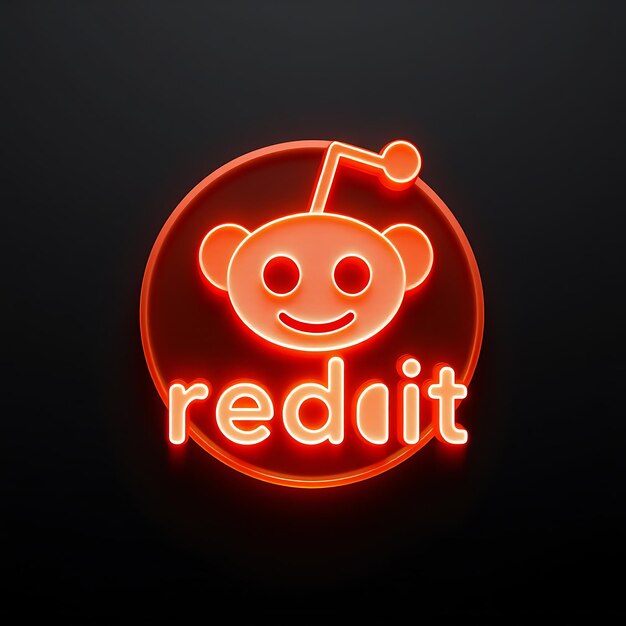 Logotipo de Reddit con renderización 3D grabado en vidrio Material de brillo sutil Esquema de colores naranja y blanco aislado
