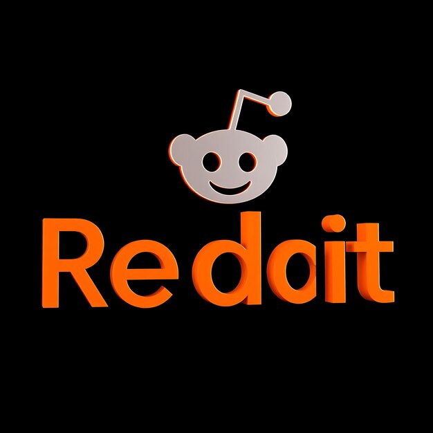 Logotipo de Reddit con renderización 3D grabado en vidrio Material de brillo sutil Esquema de colores naranja y blanco aislado