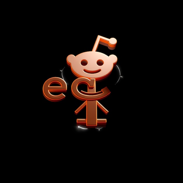 Logotipo de Reddit con renderización 3D Material de vidrio ahumado Brillo sutil Esquema de colores naranja y blanco aislado